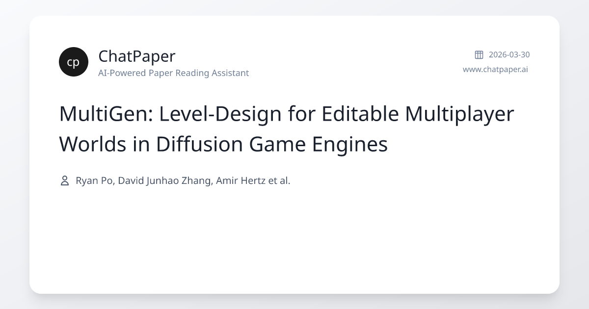 MultiGen: Level-Design for Editable Multiplayer Worlds in Diffusion ...