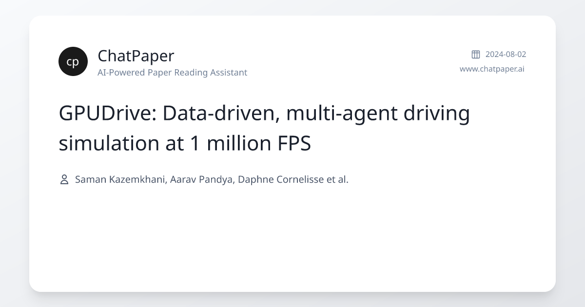 GPUDrive: Data-driven, multi-agent driving simulation at 1 million FPS ...