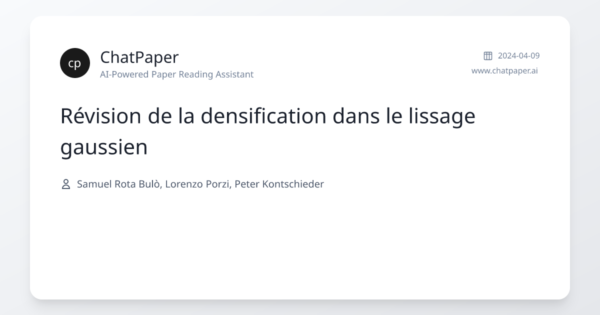 Révision de la densification dans le lissage gaussien - Détails de l ...