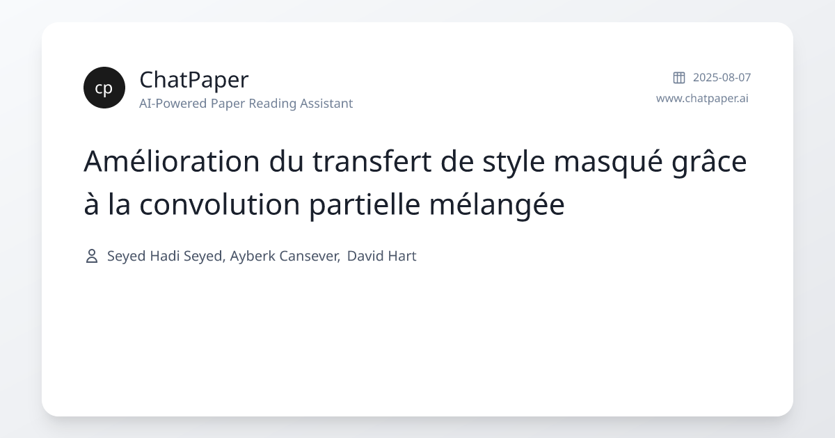 Amélioration du transfert de style masqué grâce à la convolution ...