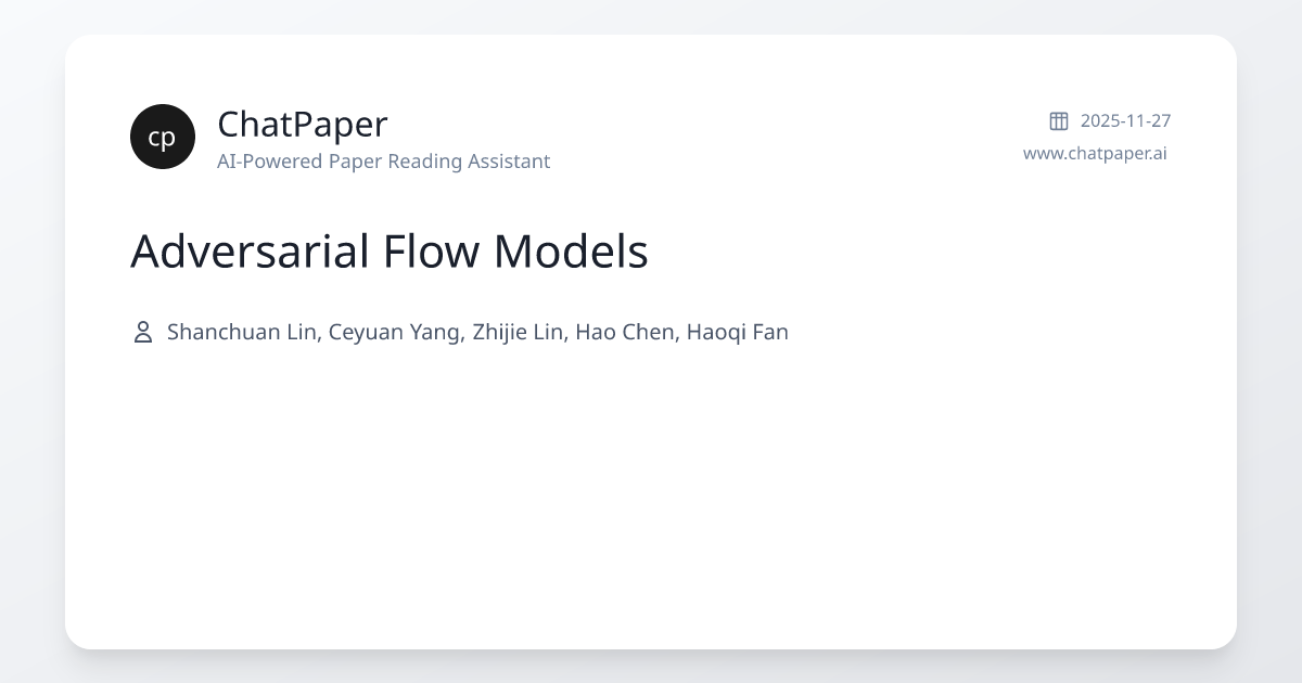 Adversarial Flow Models - Paper Details