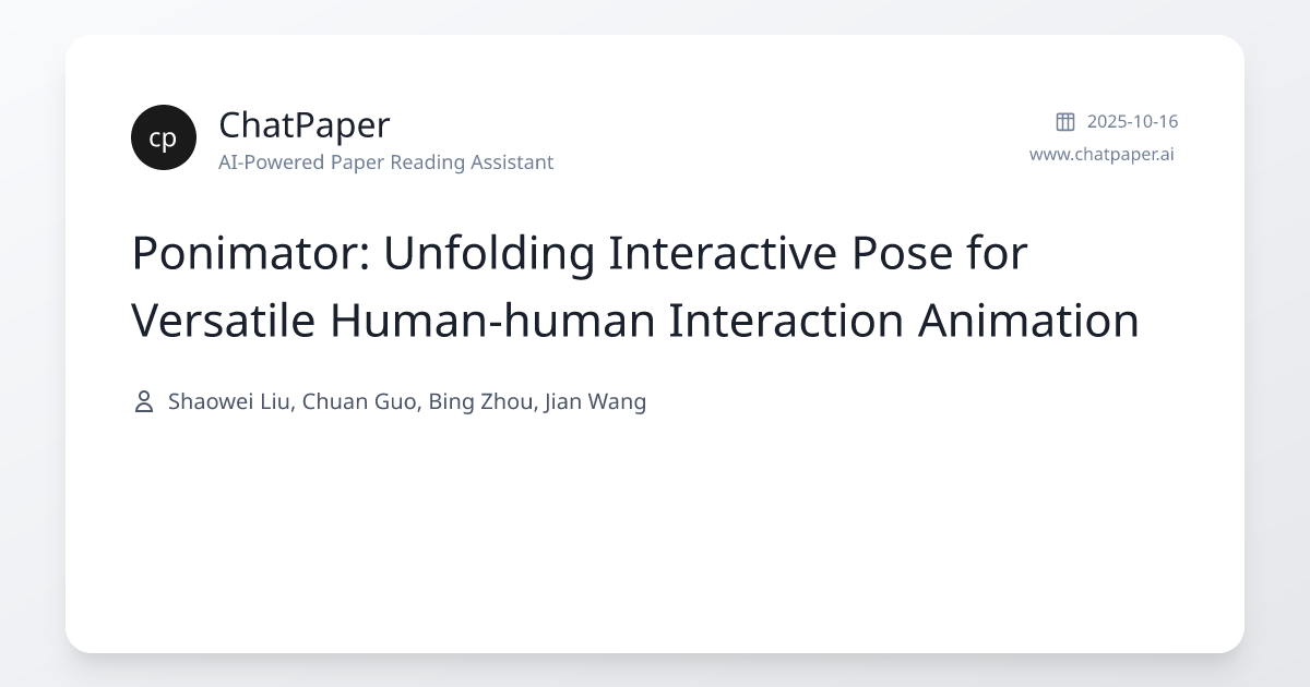 Ponimator: Unfolding Interactive Pose for Versatile Human-human ...