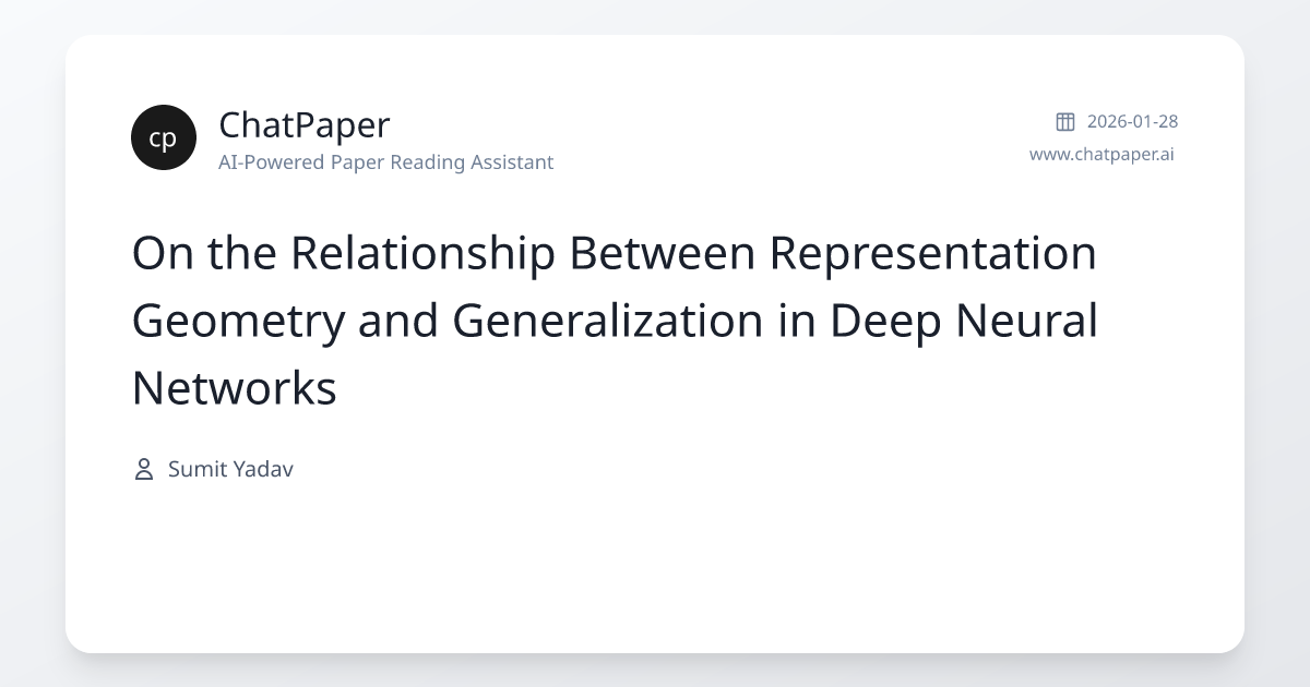 On the Relationship Between Representation Geometry and Generalization ...