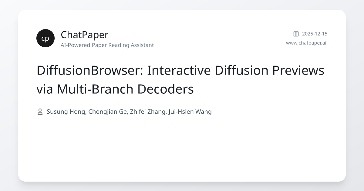 DiffusionBrowser: Interactive Diffusion Previews via Multi-Branch ...
