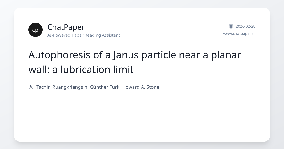 Autophoresis of a Janus particle near a planar wall: a lubrication ...