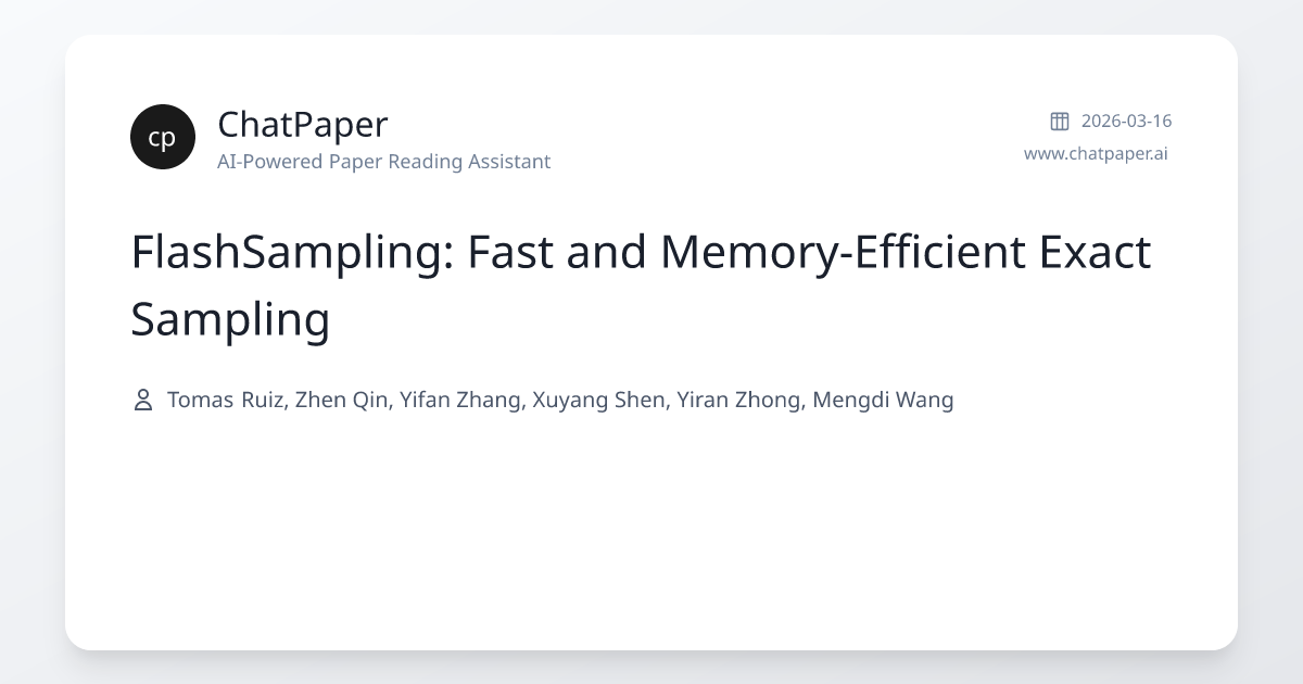 FlashSampling: Fast and Memory-Efficient Exact Sampling - Paper Details