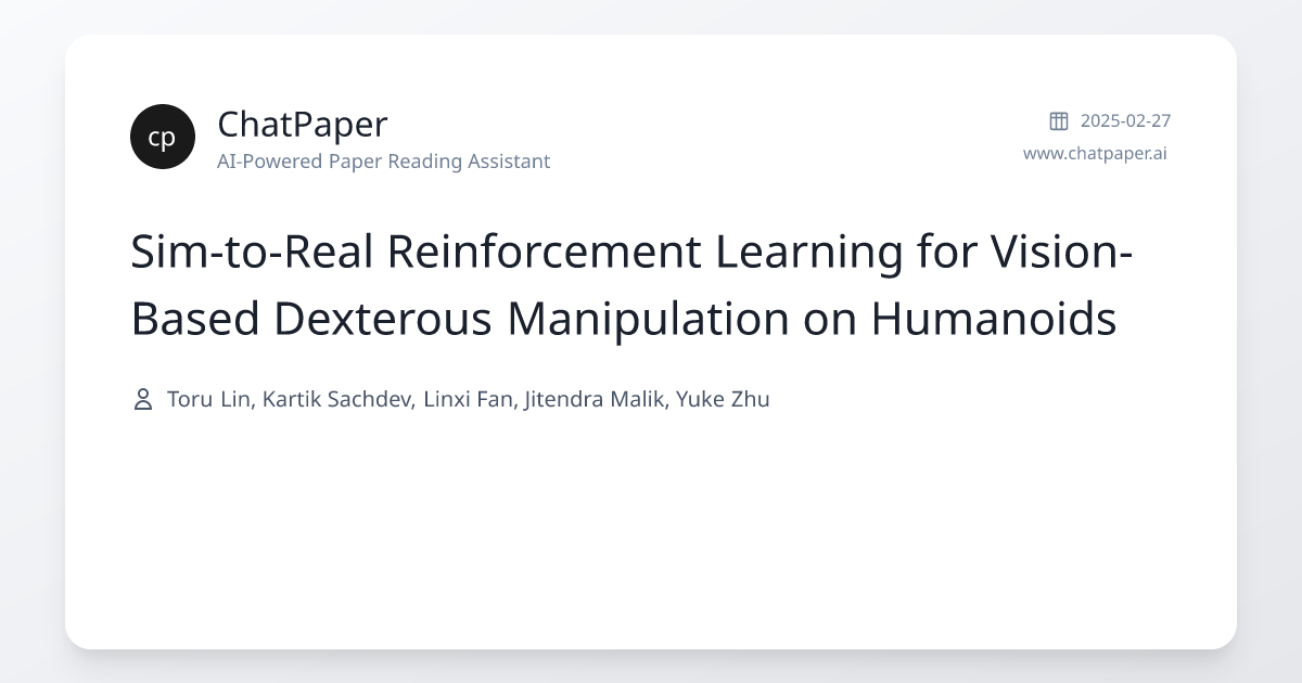 Sim-to-Real Reinforcement Learning for Vision-Based Dexterous ...