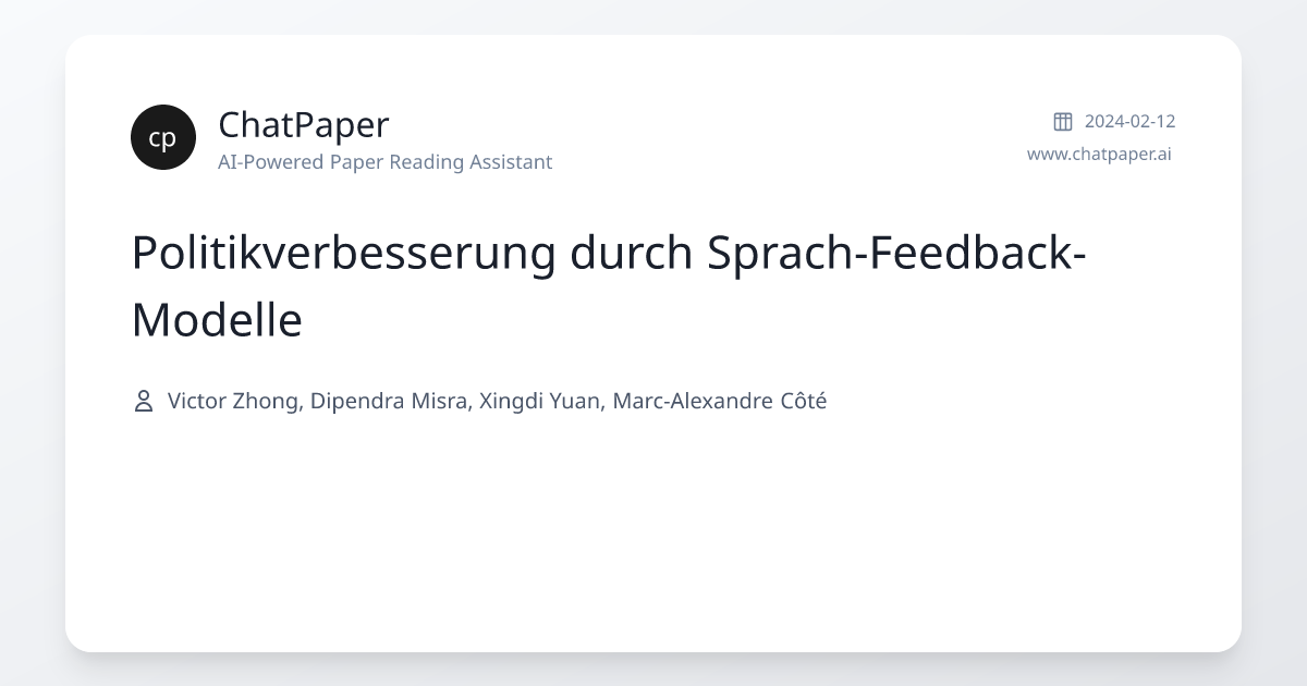 Politikverbesserung durch Sprach-Feedback-Modelle - Papierdetails