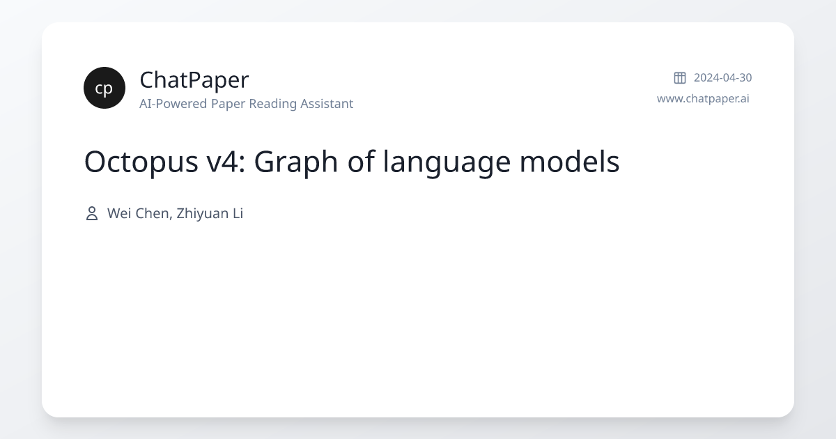 Octopus v4: Graph of language models - Paper Details