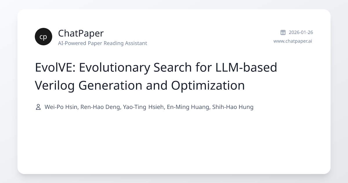 EvolVE: Evolutionary Search for LLM-based Verilog Generation and ...