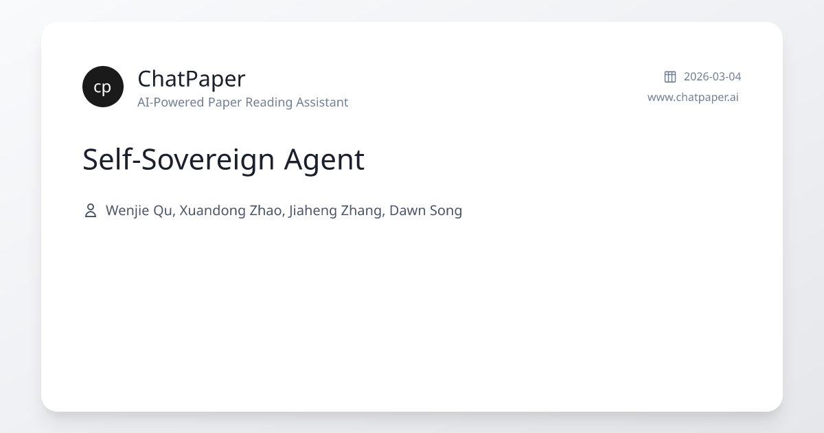 Self-Sovereign Agent - Paper Details