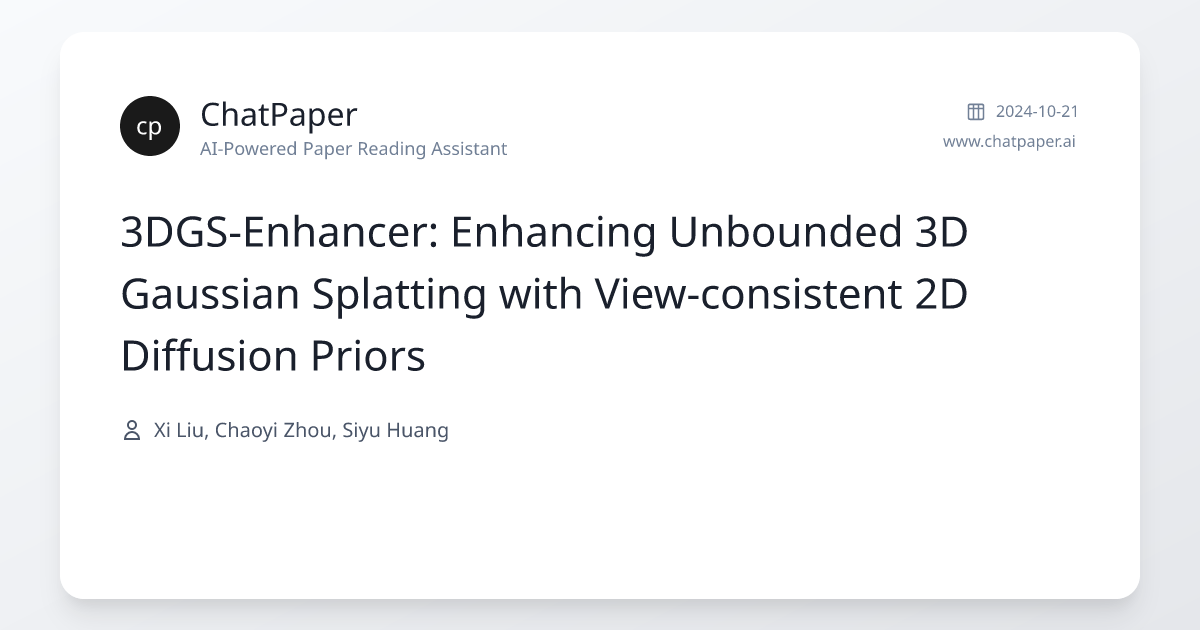 3DGS-Enhancer: Enhancing Unbounded 3D Gaussian Splatting with View ...