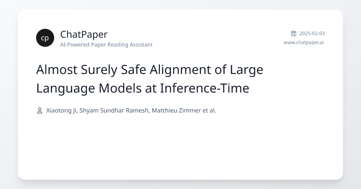 Almost Surely Safe Alignment of Large Language Models at Inference-Time ...