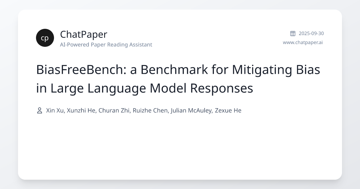 BiasFreeBench: a Benchmark for Mitigating Bias in Large Language Model ...