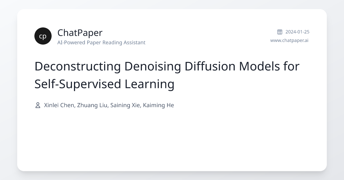Deconstructing Denoising Diffusion Models for Self-Supervised Learning ...