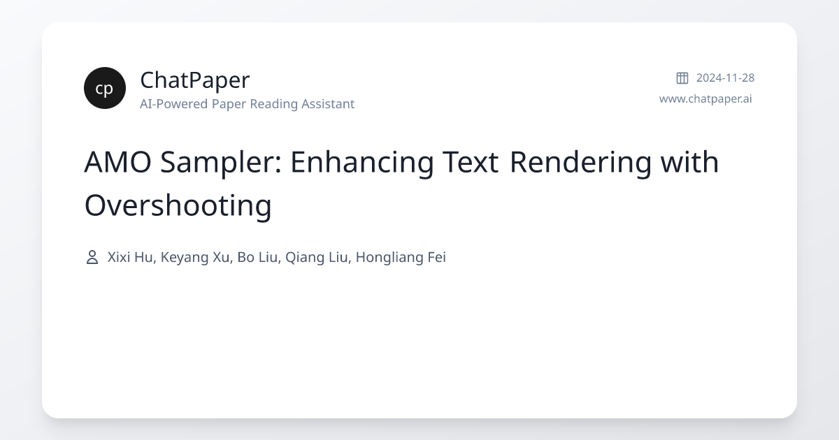 AMO Sampler: Enhancing Text Rendering with Overshooting - Paper Details