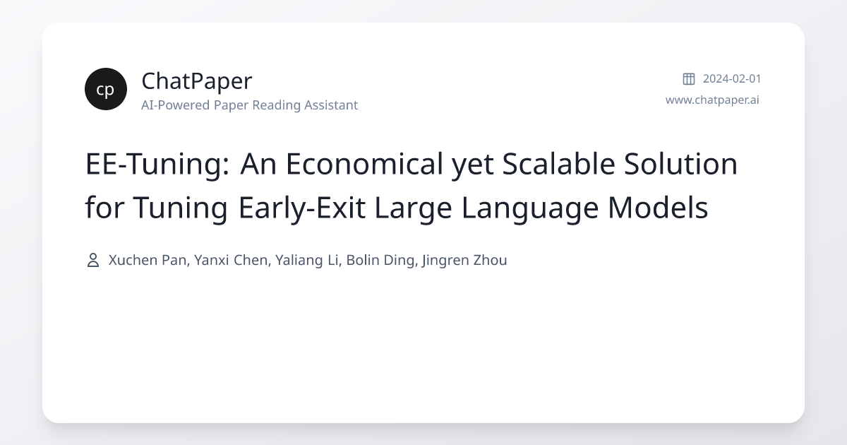 EE-Tuning: An Economical yet Scalable Solution for Tuning Early-Exit ...