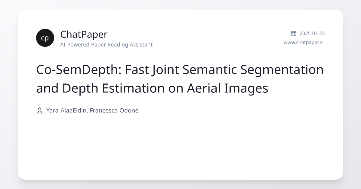 Co-SemDepth: Fast Joint Semantic Segmentation and Depth Estimation on ...