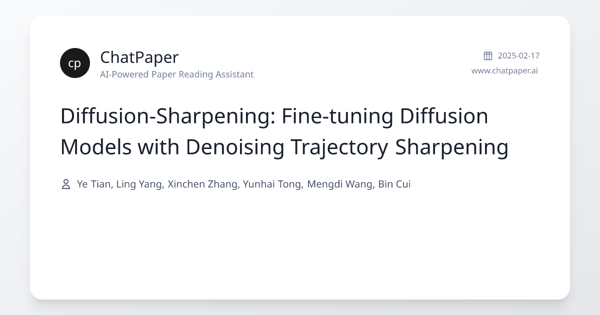 Diffusion-Sharpening: Fine-tuning Diffusion Models with Denoising ...