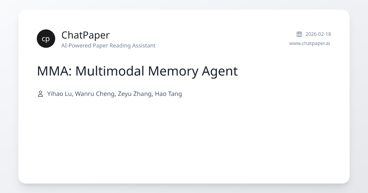 MMA: Multimodal Memory Agent - Paper Details