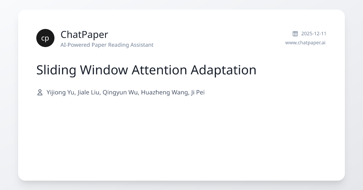 Sliding Window Attention Adaptation - Paper Details