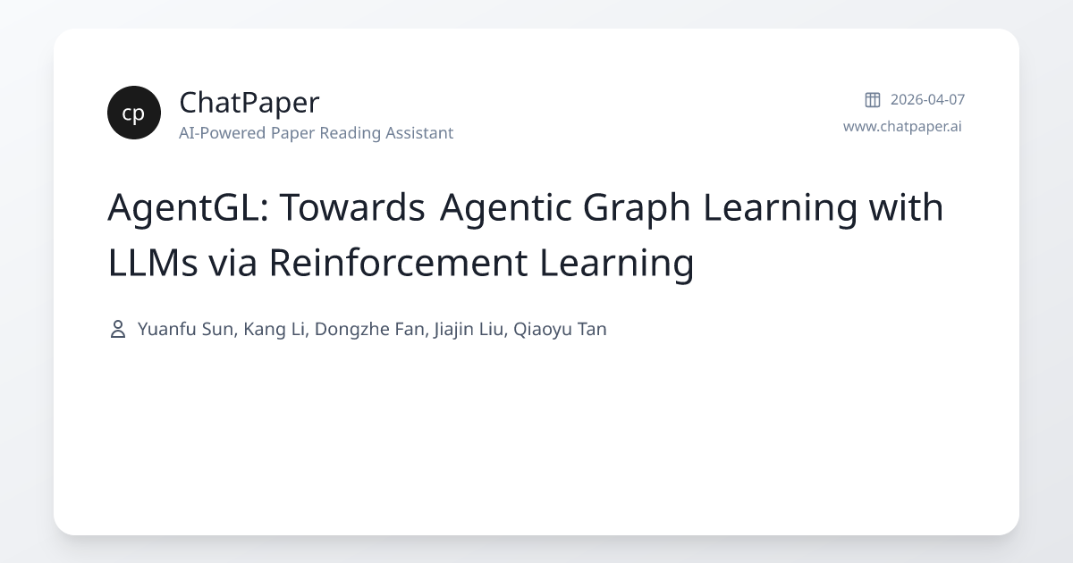 AgentGL: Towards Agentic Graph Learning with LLMs via Reinforcement ...