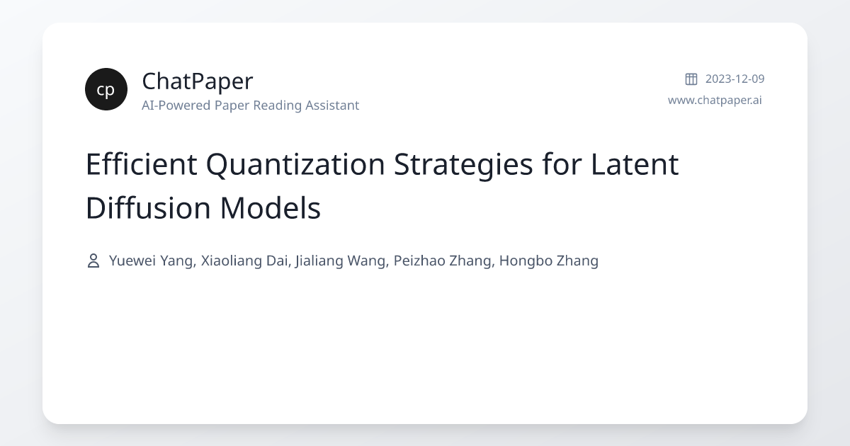 Efficient Quantization Strategies for Latent Diffusion Models - Paper ...