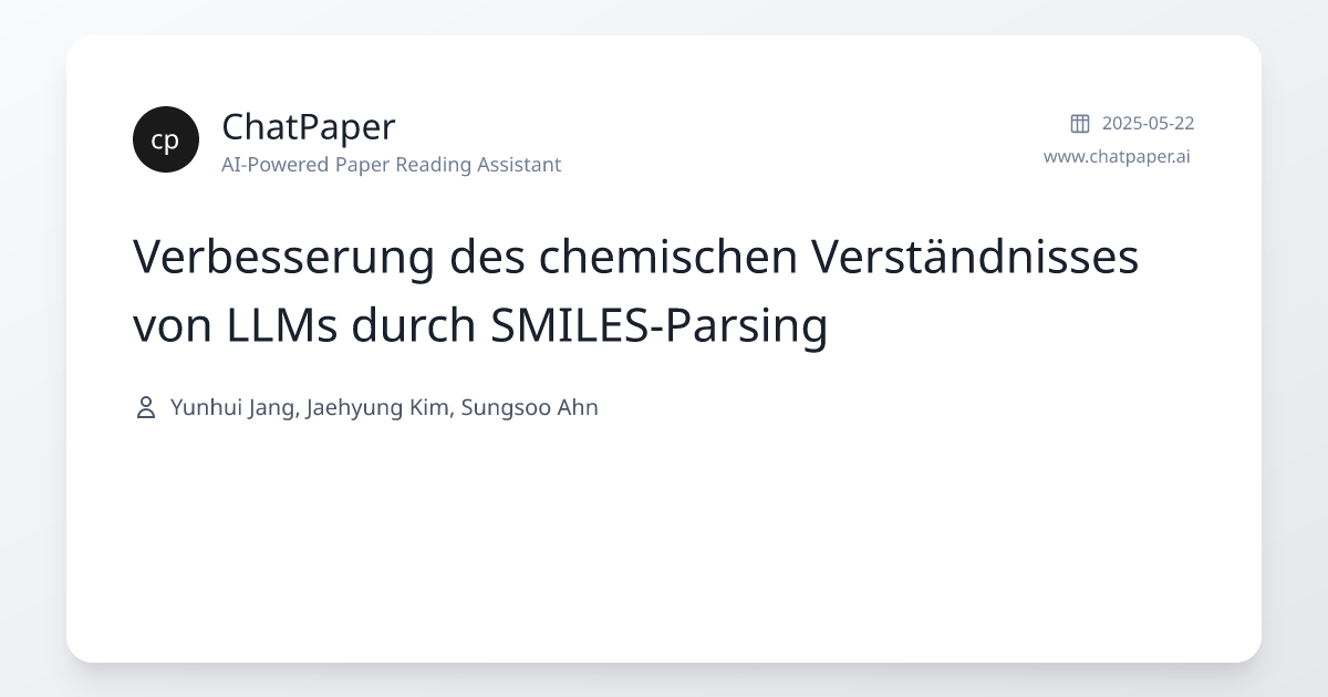 Verbesserung des chemischen Verständnisses von LLMs durch SMILES ...