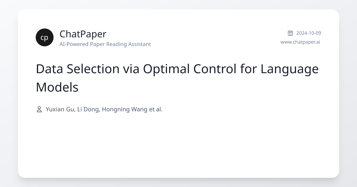 Data Selection via Optimal Control for Language Models - Paper Details