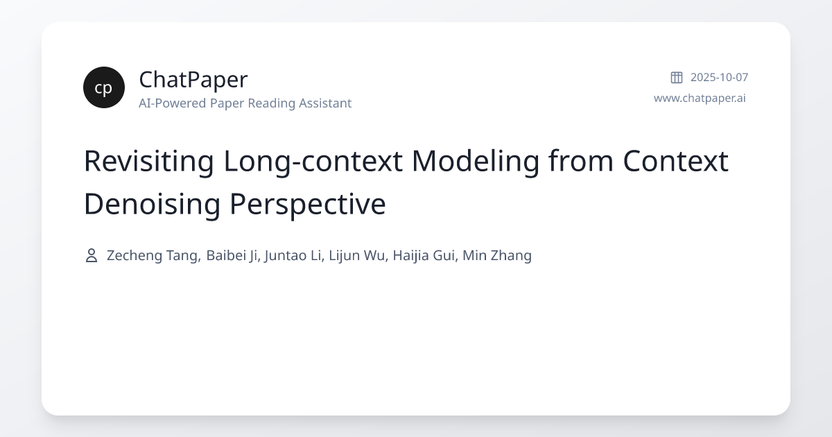Revisiting Long-context Modeling from Context Denoising Perspective ...