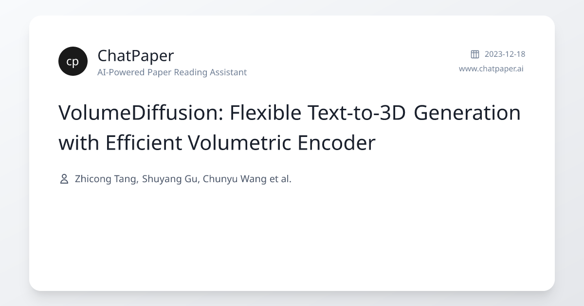 VolumeDiffusion: Flexible Text-to-3D Generation with Efficient ...