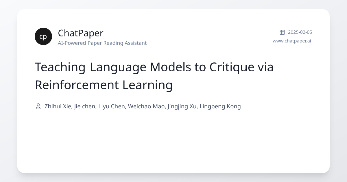 Teaching Language Models to Critique via Reinforcement Learning - Paper ...