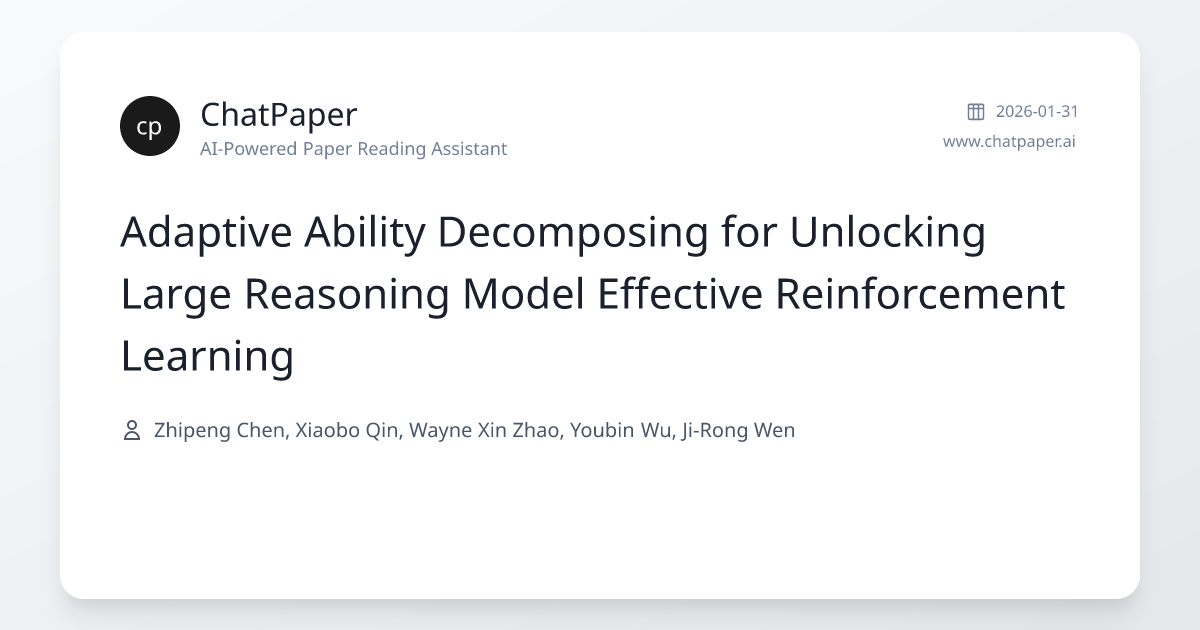Adaptive Ability Decomposing for Unlocking Large Reasoning Model ...
