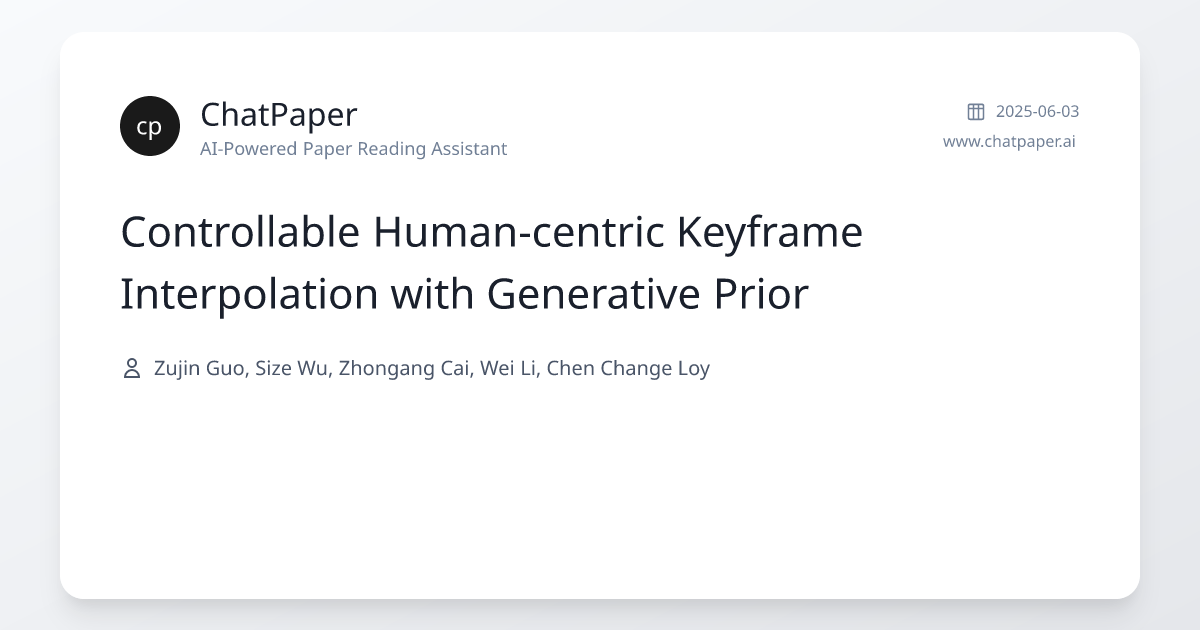 Controllable Human-centric Keyframe Interpolation with Generative Prior ...