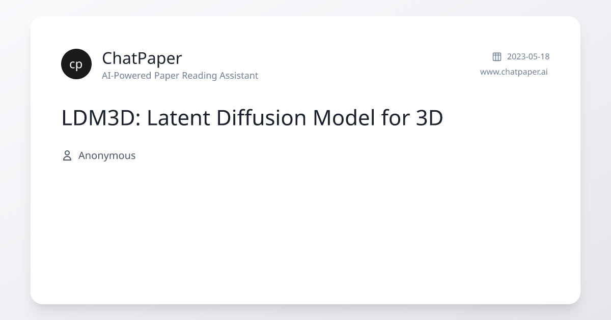 LDM3D: Latent Diffusion Model for 3D - Paper Details