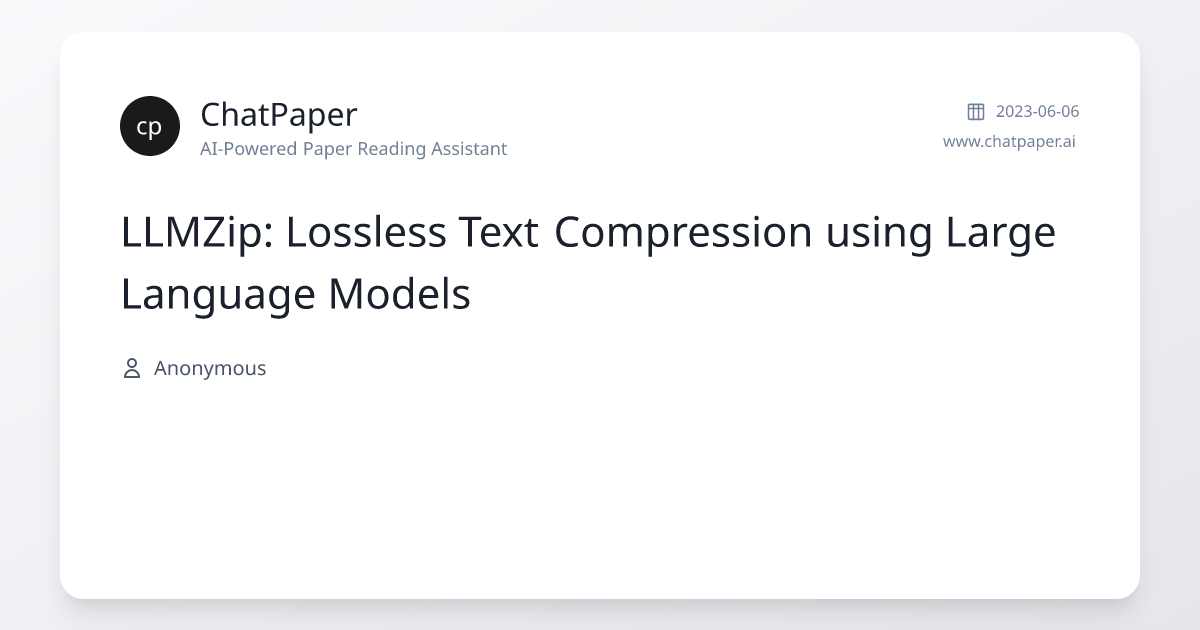 LLMZip: Lossless Text Compression using Large Language Models - Paper ...