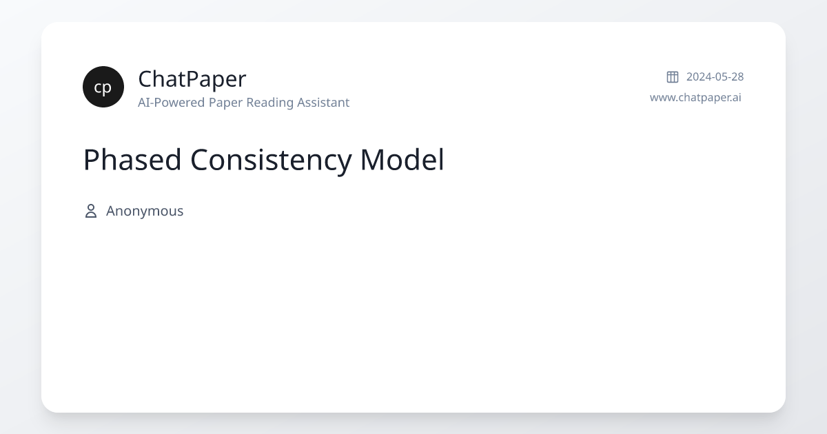Phased Consistency Model - Paper Details