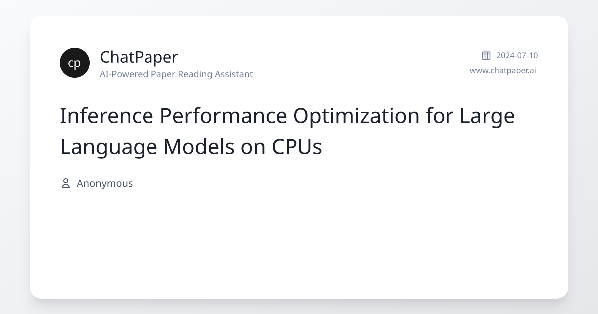 Inference Performance Optimization for Large Language Models on CPUs ...