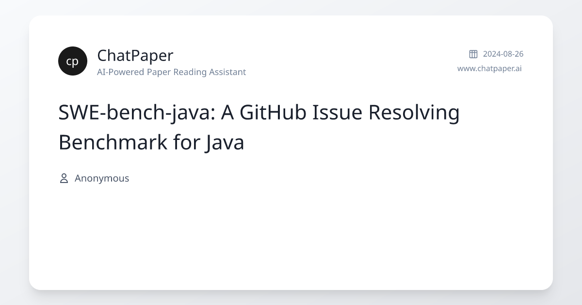 SWE-bench-java: A GitHub Issue Resolving Benchmark for Java - Paper Details