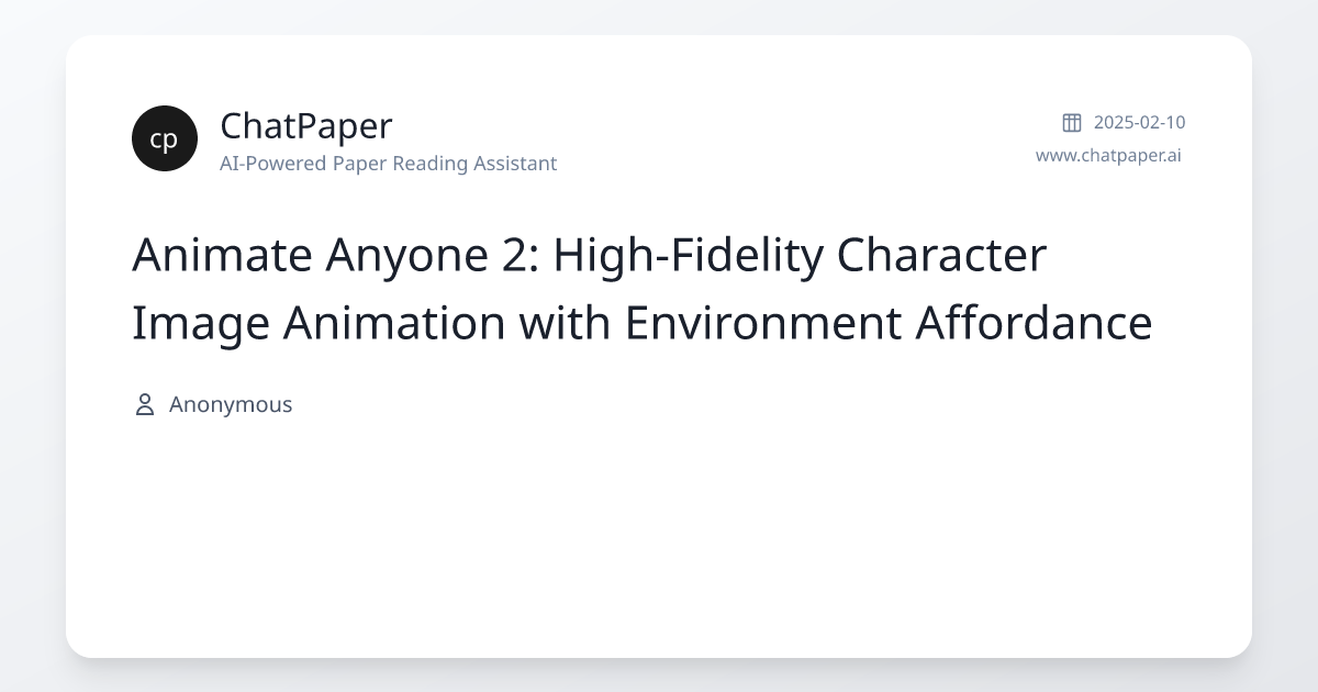 Animate Anyone 2: High-Fidelity Character Image Animation with ...