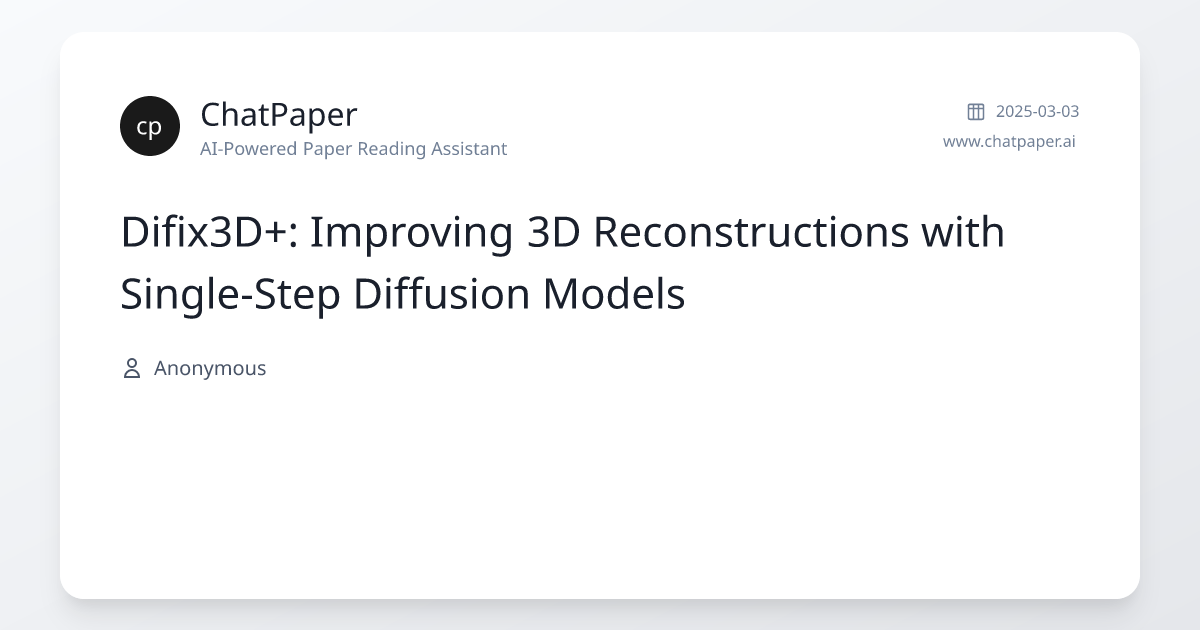 Difix3D+: Improving 3D Reconstructions with Single-Step Diffusion ...