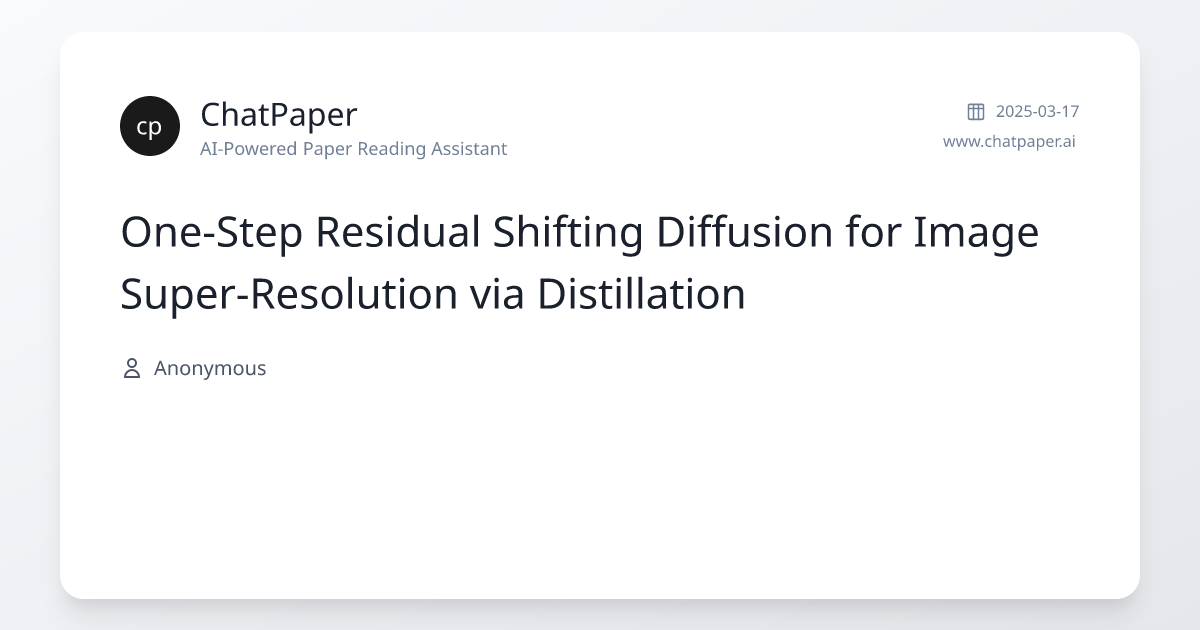 One-Step Residual Shifting Diffusion for Image Super-Resolution via ...