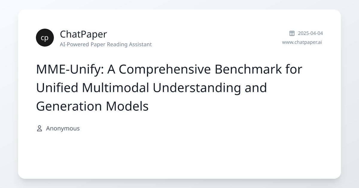 MME-Unify: A Comprehensive Benchmark for Unified Multimodal ...