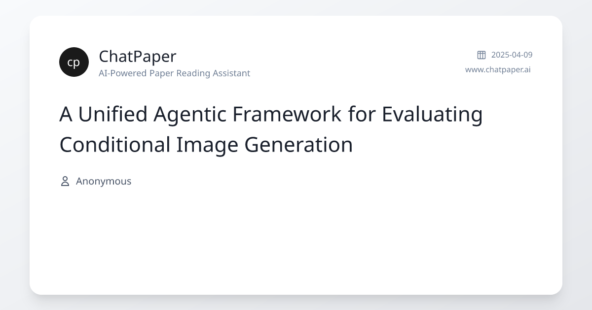 A Unified Agentic Framework for Evaluating Conditional Image Generation ...