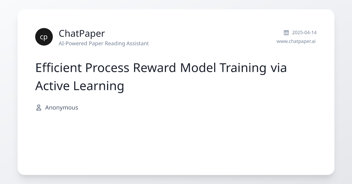 Efficient Process Reward Model Training via Active Learning - Paper Details