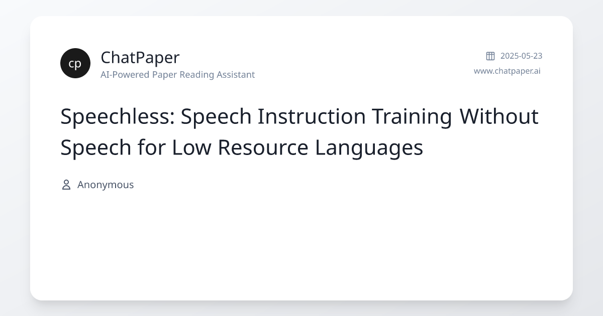 Speechless: Speech Instruction Training Without Speech for Low Resource ...