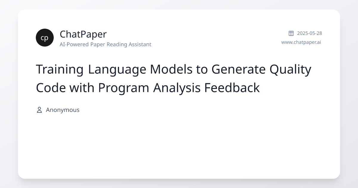 Training Language Models to Generate Quality Code with Program Analysis ...