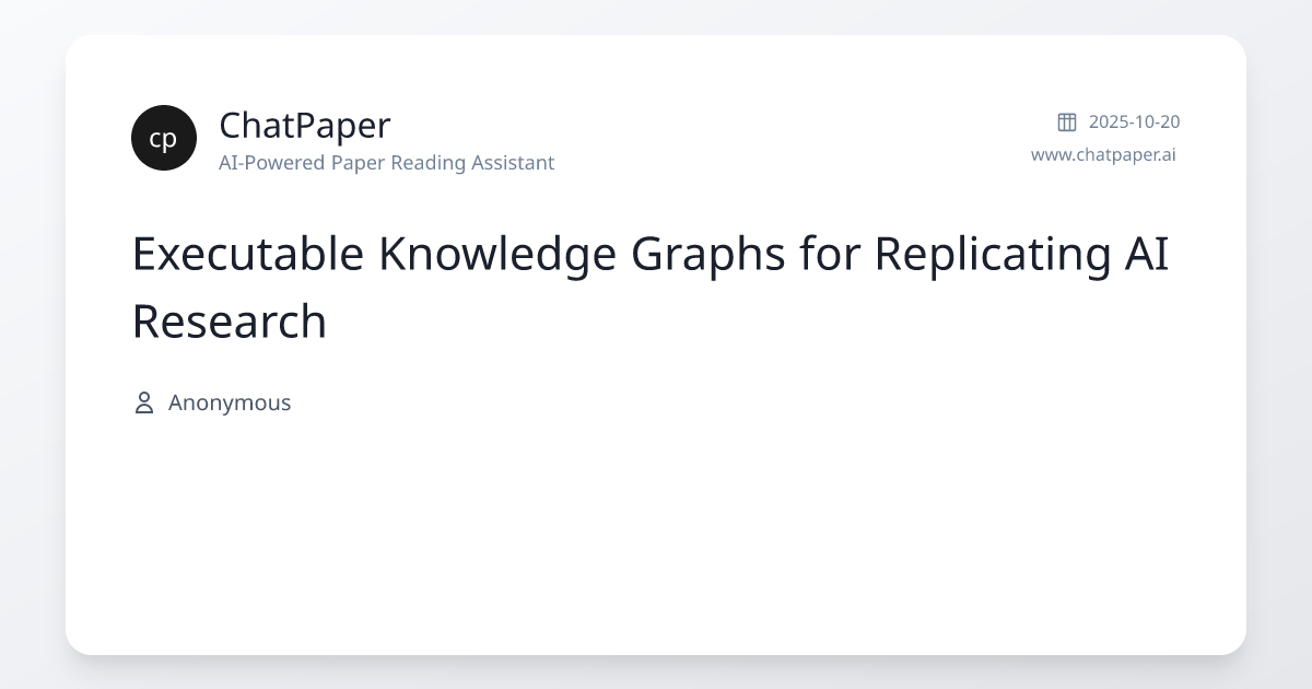 Executable Knowledge Graphs for Replicating AI Research - Paper Details