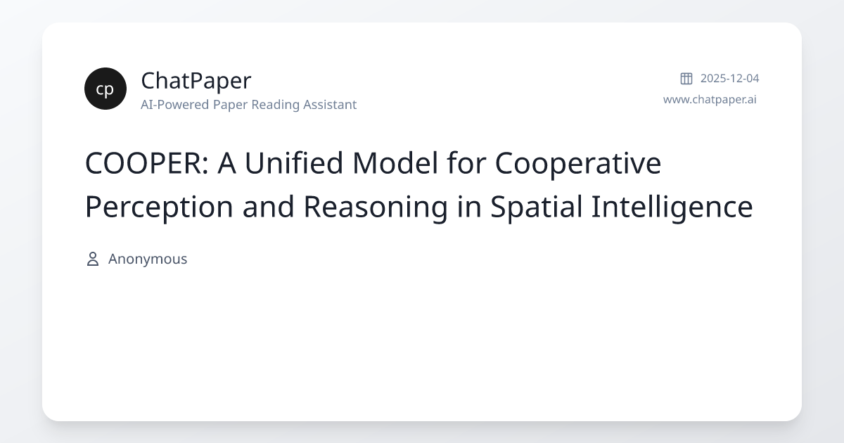 COOPER: A Unified Model for Cooperative Perception and Reasoning in ...