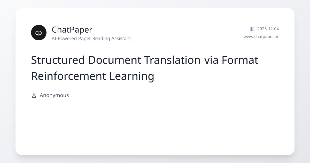 Structured Document Translation via Format Reinforcement Learning ...
